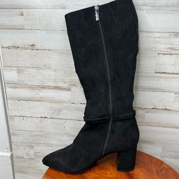 Anne Klein Women's Brayden Knee High Block Heel Boots Black Size 8.5 Suede like - Picture 6 of 12